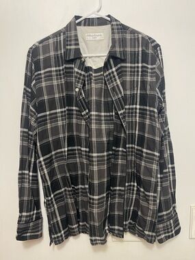 Officine Generale Black and White Plaid Button-Down Shirt